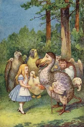 Der Dodo überreicht Alice einen Fingerhut (Farbstich)